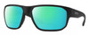 Profile View of Smith Optics Arvo Designer Polarized Reading Sunglasses with Custom Cut Powered Green Mirror Lenses in Matte Black Mens Rectangle Full Rim Acetate 61 mm