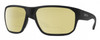 Profile View of Smith Optics Arvo Designer Polarized Reading Sunglasses with Custom Cut Powered Sun Flower Yellow Lenses in Matte Black Mens Rectangle Full Rim Acetate 61 mm