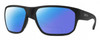 Profile View of Smith Optics Arvo Designer Polarized Reading Sunglasses with Custom Cut Powered Blue Mirror Lenses in Matte Black Mens Rectangle Full Rim Acetate 61 mm