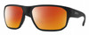 Profile View of Smith Optics Arvo Designer Polarized Sunglasses with Custom Cut Red Mirror Lenses in Matte Black Mens Rectangle Full Rim Acetate 61 mm