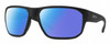 Profile View of Smith Optics Arvo Designer Polarized Sunglasses with Custom Cut Blue Mirror Lenses in Matte Black Mens Rectangle Full Rim Acetate 61 mm