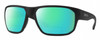 Profile View of Smith Optics Arvo Designer Polarized Reading Sunglasses with Custom Cut Powered Green Mirror Lenses in Matte Black Mens Rectangle Full Rim Acetate 61 mm