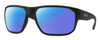 Profile View of Smith Optics Arvo Designer Polarized Reading Sunglasses with Custom Cut Powered Blue Mirror Lenses in Matte Black Mens Rectangle Full Rim Acetate 61 mm
