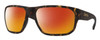 Profile View of Smith Optics Arvo Designer Polarized Sunglasses with Custom Cut Red Mirror Lenses in Matte Dark Tortoise Havana Brown Gold Mens Rectangle Full Rim Acetate 61 mm