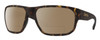 Profile View of Smith Optics Arvo Designer Polarized Reading Sunglasses with Custom Cut Powered Amber Brown Lenses in Matte Dark Tortoise Havana Brown Gold Mens Rectangle Full Rim Acetate 61 mm