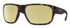 Profile View of Smith Optics Arvo Designer Polarized Reading Sunglasses with Custom Cut Powered Sun Flower Yellow Lenses in Matte Dark Tortoise Havana Brown Gold Mens Rectangle Full Rim Acetate 61 mm