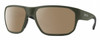 Profile View of Smith Optics Arvo Designer Polarized Sunglasses with Custom Cut Amber Brown Lenses in Matte Moss Green Mens Rectangle Full Rim Acetate 61 mm