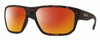 Profile View of Smith Optics Arvo Designer Polarized Sunglasses with Custom Cut Red Mirror Lenses in Matte Tortoise Havana Brown Gold Mens Rectangle Full Rim Acetate 61 mm