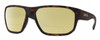 Profile View of Smith Optics Arvo Designer Polarized Reading Sunglasses with Custom Cut Powered Sun Flower Yellow Lenses in Matte Tortoise Havana Brown Gold Mens Rectangle Full Rim Acetate 61 mm