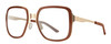 Profile View of Smith Optics Aveline Designer Reading Eye Glasses in Amber Brown Unisex Square Full Rim Stainless Steel 55 mm