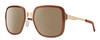Profile View of Smith Optics Aveline Designer Polarized Sunglasses with Custom Cut Amber Brown Lenses in Amber Brown Unisex Square Full Rim Stainless Steel 55 mm