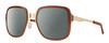 Profile View of Smith Optics Aveline Designer Polarized Sunglasses with Custom Cut Smoke Grey Lenses in Amber Brown Unisex Square Full Rim Stainless Steel 55 mm