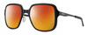 Profile View of Smith Optics Aveline Designer Polarized Sunglasses with Custom Cut Red Mirror Lenses in Matte Black Unisex Square Full Rim Stainless Steel 55 mm