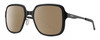Profile View of Smith Optics Aveline Designer Polarized Reading Sunglasses with Custom Cut Powered Amber Brown Lenses in Matte Black Unisex Square Full Rim Stainless Steel 55 mm