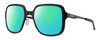Profile View of Smith Optics Aveline Designer Polarized Reading Sunglasses with Custom Cut Powered Green Mirror Lenses in Matte Black Unisex Square Full Rim Stainless Steel 55 mm