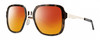 Profile View of Smith Optics Aveline Designer Polarized Sunglasses with Custom Cut Red Mirror Lenses in Tortoise Havana Brown Gold Unisex Square Full Rim Stainless Steel 55 mm