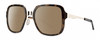 Profile View of Smith Optics Aveline Designer Polarized Sunglasses with Custom Cut Amber Brown Lenses in Tortoise Havana Brown Gold Unisex Square Full Rim Stainless Steel 55 mm
