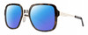 Profile View of Smith Optics Aveline Designer Polarized Sunglasses with Custom Cut Blue Mirror Lenses in Tortoise Havana Brown Gold Unisex Square Full Rim Stainless Steel 55 mm