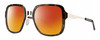 Profile View of Smith Optics Aveline Designer Polarized Sunglasses with Custom Cut Red Mirror Lenses in Tortoise Havana Brown Gold Unisex Square Full Rim Stainless Steel 55 mm
