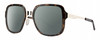 Profile View of Smith Optics Aveline Designer Polarized Sunglasses with Custom Cut Smoke Grey Lenses in Tortoise Havana Brown Gold Unisex Square Full Rim Stainless Steel 55 mm