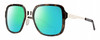 Profile View of Smith Optics Aveline Designer Polarized Reading Sunglasses with Custom Cut Powered Green Mirror Lenses in Tortoise Havana Brown Gold Unisex Square Full Rim Stainless Steel 55 mm