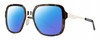 Profile View of Smith Optics Aveline Designer Polarized Reading Sunglasses with Custom Cut Powered Blue Mirror Lenses in Tortoise Havana Brown Gold Unisex Square Full Rim Stainless Steel 55 mm