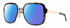 Profile View of Smith Optics Aveline Designer Polarized Sunglasses with Custom Cut Blue Mirror Lenses in Tortoise Havana Rose Brown Gold Unisex Square Full Rim Stainless Steel 55 mm