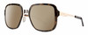 Profile View of Smith Optics Aveline Designer Polarized Sunglasses with Custom Cut Amber Brown Lenses in Tortoise Havana Rose Brown Gold Unisex Square Full Rim Stainless Steel 55 mm