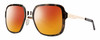 Profile View of Smith Optics Aveline Designer Polarized Sunglasses with Custom Cut Red Mirror Lenses in Tortoise Havana Rose Brown Gold Unisex Square Full Rim Stainless Steel 55 mm