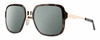 Profile View of Smith Optics Aveline Designer Polarized Sunglasses with Custom Cut Smoke Grey Lenses in Tortoise Havana Rose Brown Gold Unisex Square Full Rim Stainless Steel 55 mm