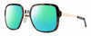Profile View of Smith Optics Aveline Designer Polarized Reading Sunglasses with Custom Cut Powered Green Mirror Lenses in Tortoise Havana Rose Brown Gold Unisex Square Full Rim Stainless Steel 55 mm