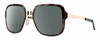 Profile View of Smith Optics Aveline Designer Polarized Reading Sunglasses with Custom Cut Powered Smoke Grey Lenses in Tortoise Havana Rose Brown Gold Unisex Square Full Rim Stainless Steel 55 mm