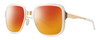 Profile View of Smith Optics Aveline Designer Polarized Sunglasses with Custom Cut Red Mirror Lenses in White Gold Unisex Square Full Rim Stainless Steel 55 mm