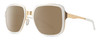 Profile View of Smith Optics Aveline Designer Polarized Reading Sunglasses with Custom Cut Powered Amber Brown Lenses in White Gold Unisex Square Full Rim Stainless Steel 55 mm