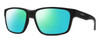 Profile View of Smith Optics Basecamp Designer Polarized Reading Sunglasses with Custom Cut Powered Green Mirror Lenses in Matte Black Unisex Square Full Rim Acetate 58 mm