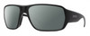 Profile View of Smith Optics Castaway Designer Polarized Sunglasses with Custom Cut Smoke Grey Lenses in Matte Black Unisex Wrap Full Rim Acetate 63 mm
