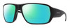 Profile View of Smith Optics Castaway Designer Polarized Reading Sunglasses with Custom Cut Powered Green Mirror Lenses in Matte Black Unisex Wrap Full Rim Acetate 63 mm