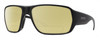 Profile View of Smith Optics Castaway Designer Polarized Reading Sunglasses with Custom Cut Powered Sun Flower Yellow Lenses in Matte Black Unisex Wrap Full Rim Acetate 63 mm