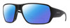 Profile View of Smith Optics Castaway Designer Polarized Reading Sunglasses with Custom Cut Powered Blue Mirror Lenses in Matte Black Unisex Wrap Full Rim Acetate 63 mm