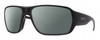 Profile View of Smith Optics Castaway Designer Polarized Sunglasses with Custom Cut Smoke Grey Lenses in Matte Black Unisex Wrap Full Rim Acetate 63 mm