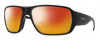 Profile View of Smith Optics Castaway Designer Polarized Sunglasses with Custom Cut Red Mirror Lenses in Matte Black Unisex Wrap Full Rim Acetate 63 mm