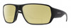 Profile View of Smith Optics Castaway Designer Polarized Reading Sunglasses with Custom Cut Powered Sun Flower Yellow Lenses in Matte Black Unisex Wrap Full Rim Acetate 63 mm