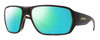 Profile View of Smith Optics Castaway Designer Polarized Reading Sunglasses with Custom Cut Powered Green Mirror Lenses in Matte Tortoise Havana Brown Gold Unisex Wrap Full Rim Acetate 63 mm