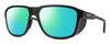 Profile View of Smith Optics Embark Designer Polarized Reading Sunglasses with Custom Cut Powered Green Mirror Lenses in Matte Black Unisex Wrap Full Rim Acetate 58 mm