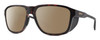 Profile View of Smith Optics Embark Designer Polarized Sunglasses with Custom Cut Amber Brown Lenses in Matte Tortoise Havana Brown Gold Unisex Wrap Full Rim Acetate 58 mm