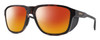 Profile View of Smith Optics Embark Designer Polarized Sunglasses with Custom Cut Red Mirror Lenses in Matte Tortoise Havana Brown Gold Unisex Wrap Full Rim Acetate 58 mm