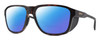 Profile View of Smith Optics Embark Designer Polarized Reading Sunglasses with Custom Cut Powered Blue Mirror Lenses in Matte Tortoise Havana Brown Gold Unisex Wrap Full Rim Acetate 58 mm