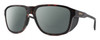 Profile View of Smith Optics Embark Designer Polarized Reading Sunglasses with Custom Cut Powered Smoke Grey Lenses in Matte Tortoise Havana Brown Gold Unisex Wrap Full Rim Acetate 58 mm
