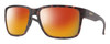 Profile View of Smith Optics Emerge Designer Polarized Sunglasses with Custom Cut Red Mirror Lenses in Matte Tortoise Havana Brown Gold Unisex Square Full Rim Acetate 60 mm