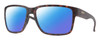 Profile View of Smith Optics Emerge Designer Polarized Sunglasses with Custom Cut Blue Mirror Lenses in Matte Tortoise Havana Brown Gold Unisex Square Full Rim Acetate 60 mm